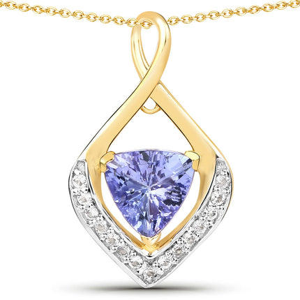 0.96 Carat Tanzanite & White Topaz Pendant in 925 Sterling Silver