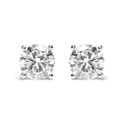 IGI Certified 14K White Gold 5.00 Cttw Round Brilliant-Cut Lab Grown Diamond Classic 4-Prong Stud Earrings with Screw Backs (F-G Color, SI1 Clarity)