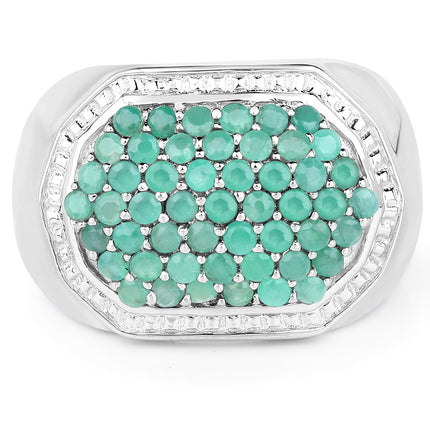 1.43 Carat Genuine Emerald .925 Sterling Silver Ring