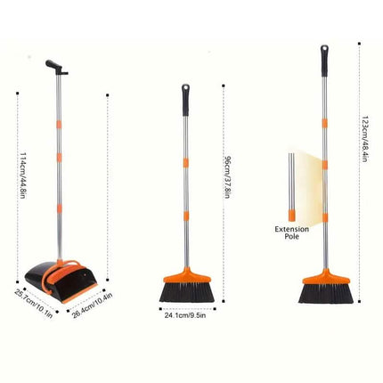 Deluxe Stand Up Broom and Dustpan Set