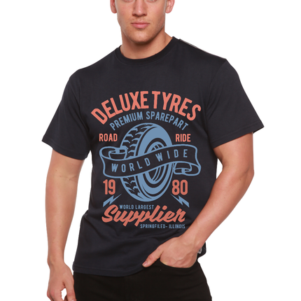 Deluxe Tyres Men's Bamboo Viscose/Organic Cotton Short Sleeve Graphic T-Shirt