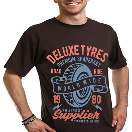 Deluxe Tyres Men's Bamboo Viscose/Organic Cotton Short Sleeve Graphic T-Shirt
