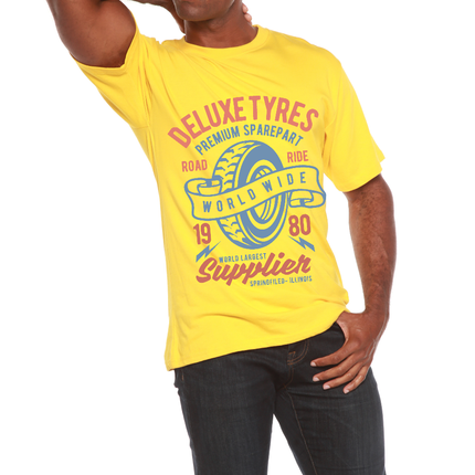Deluxe Tyres Men's Bamboo Viscose/Organic Cotton Short Sleeve Graphic T-Shirt