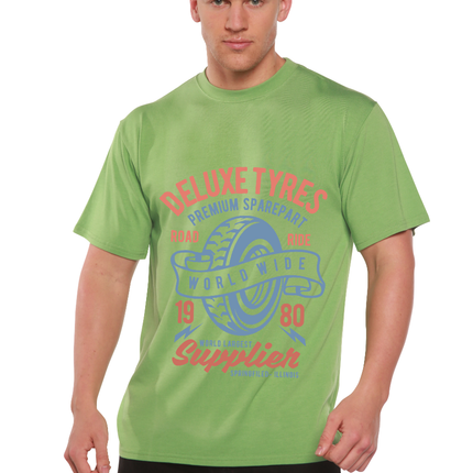 Deluxe Tyres Men's Bamboo Viscose/Organic Cotton Short Sleeve Graphic T-Shirt