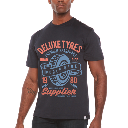 Deluxe Tyres Men's Bamboo Viscose/Organic Cotton Short Sleeve Graphic T-Shirt
