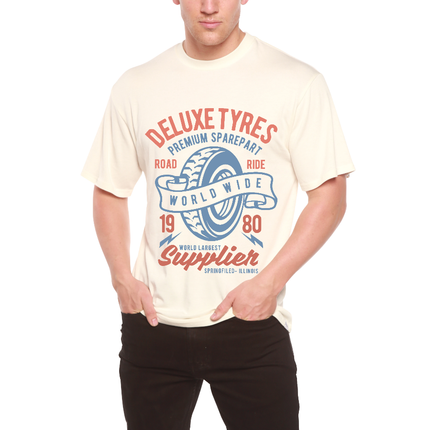 Deluxe Tyres Men's Bamboo Viscose/Organic Cotton Short Sleeve Graphic T-Shirt
