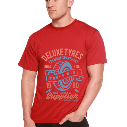 Deluxe Tyres Men's Bamboo Viscose/Organic Cotton Short Sleeve Graphic T-Shirt