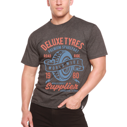 Deluxe Tyres Men's Bamboo Viscose/Organic Cotton Short Sleeve Graphic T-Shirt