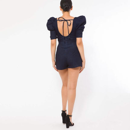 Denim Stretch Fashion Romper