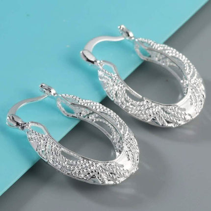 Diamond Cut Fancy Filigree Hoop Earrings