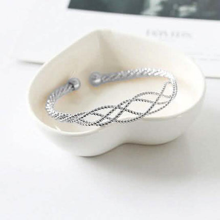 Diamond Cut Filigree Braided Cuff Bangle