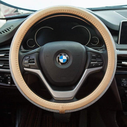 Diamond Leather Steering Wheel Cover with Bling Bling Crystal Rhinestones