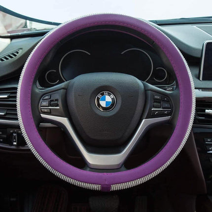 Diamond Leather Steering Wheel Cover with Bling Bling Crystal Rhinestones