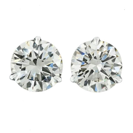 Diamond Stud Earrings F VS2 Round 4 Carat Lab Created 14K White Gold Screw Back