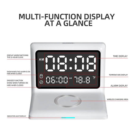 Digital Mirror Clock Wireless Charging Alarm Clock