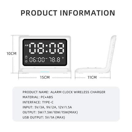 Digital Mirror Clock Wireless Charging Alarm Clock