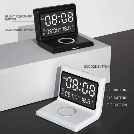 Digital Mirror Clock Wireless Charging Alarm Clock