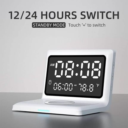 Digital Mirror Clock Wireless Charging Alarm Clock