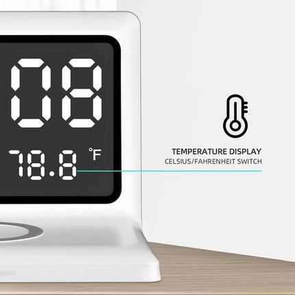 Digital Mirror Clock Wireless Charging Alarm Clock