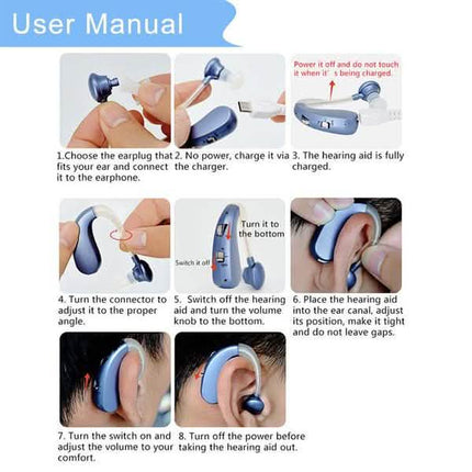 Digital Rechargeable Hearing Aids Acousticon Amplifier Audiphone Behind Ear Sound