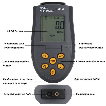 Digital Tachometer 2.5~99,999 RPM Accuracy Non-Contact Laser Photo Tachometer