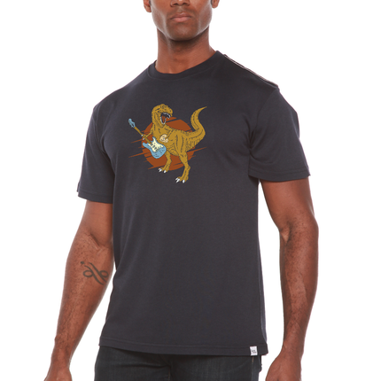 Dinosaur with a guitar Men's Bamboo Viscose/Organic Cotton Short Sleeve Graphic T-Shirt