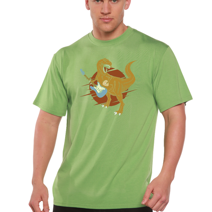 Dinosaur with a guitar Men's Bamboo Viscose/Organic Cotton Short Sleeve Graphic T-Shirt