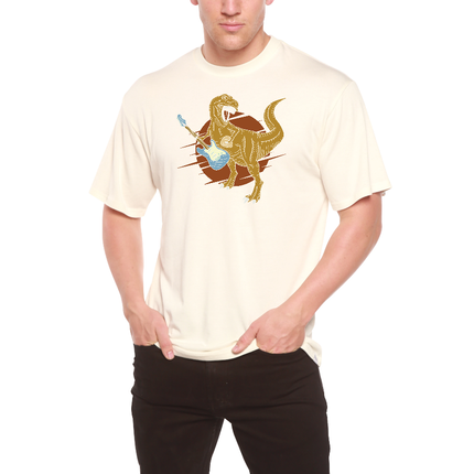 Dinosaur with a guitar Men's Bamboo Viscose/Organic Cotton Short Sleeve Graphic T-Shirt