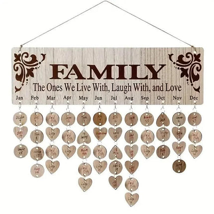 DIY Wooden Family Birthday Board Hanging Sign Pendant