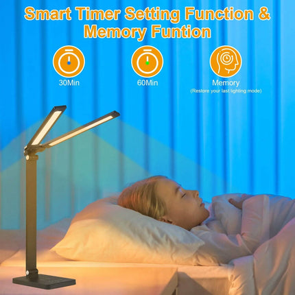 Double Head Desk Lamp with Wireless Charging USB Port