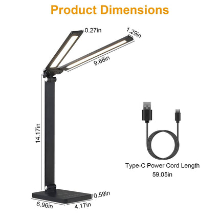 Double Head Desk Lamp with Wireless Charging USB Port