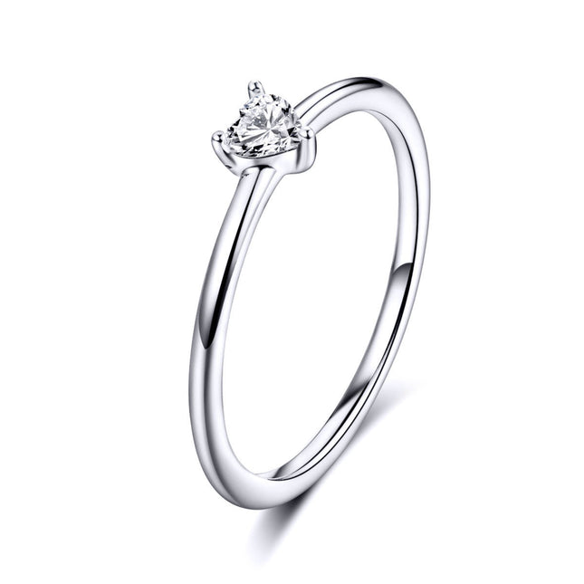 925 Sterling Silver Ring Size 6.0 with CZ and Platinum Plating for Women