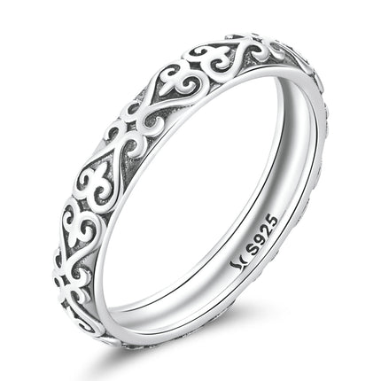 925 Oxidized Silver 0.3cm Ring Size 6.0 for Women