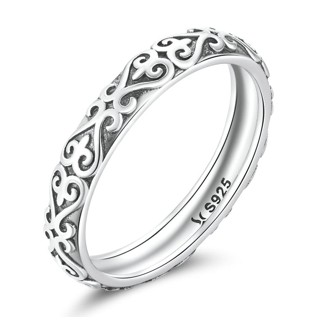 925 Oxidized Silver 0.3cm Ring Size 6.0 for Women