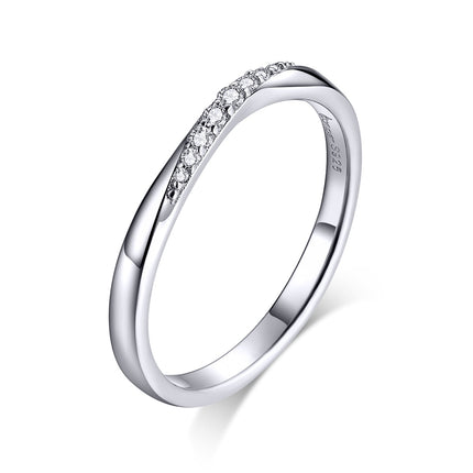 925 Sterling Silver Pavé Set CZ Platinum Plated Ring Size 6 for Women