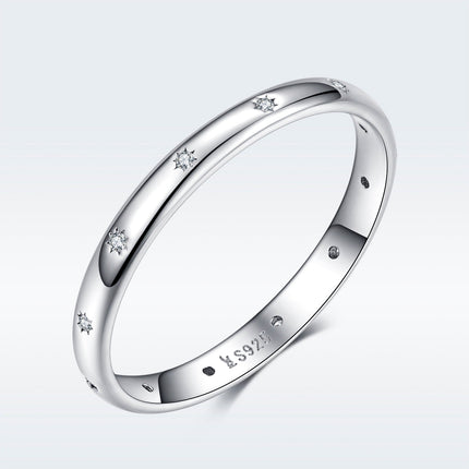 925 Sterling Silver Size 6.0 Plated Platinum Pavé Setting CZ Ring for Women
