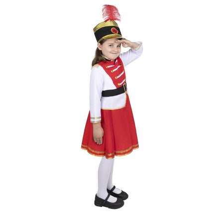 Kids Drum Majorette Costume with Parade Dress, Hat and Baton Style Details