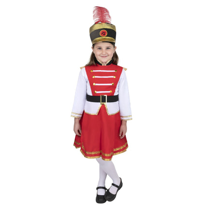 Kids Drum Majorette Costume with Parade Dress, Hat and Baton Style Details