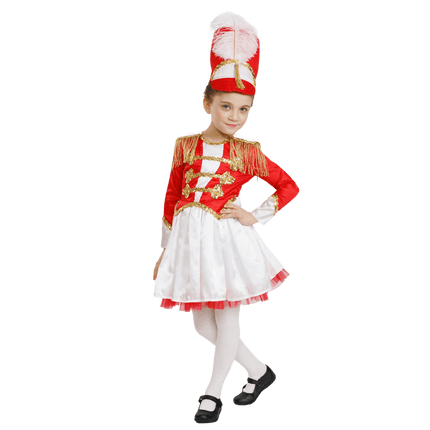 Kids Drum Majorette Costume with Parade Dress, Hat and Accessories
