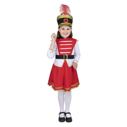 Kids Drum Majorette Costume with Parade Dress, Hat and Baton Style Details