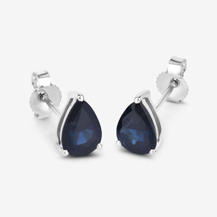 1.60 Carat Genuine Blue Sapphire 10K White Gold Earrings