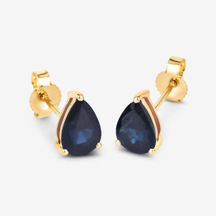 1.60 Carat Genuine Blue Sapphire 10K Yellow Gold Earrings