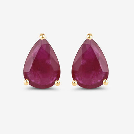 1.60 Carat Genuine Ruby 10K Yellow Gold Earrings