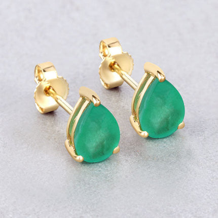 1.30 Carat Genuine Zambian Emerald 10K Yellow Gold Earrings