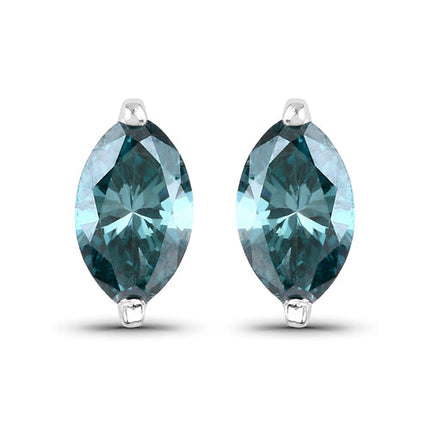 0.69 Carat Genuine Blue Diamond 14K White Gold Earrings