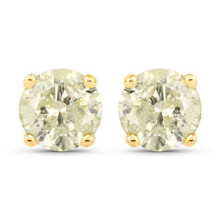 1.12 Carat Genuine LB Diamond 14K Yellow Gold Earrings