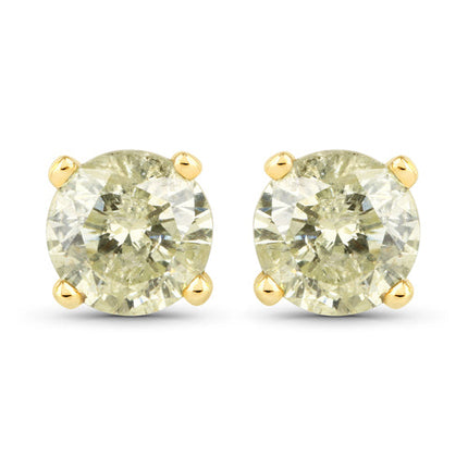 1.15 Carat Genuine LB Diamond 14K Yellow Gold Earrings