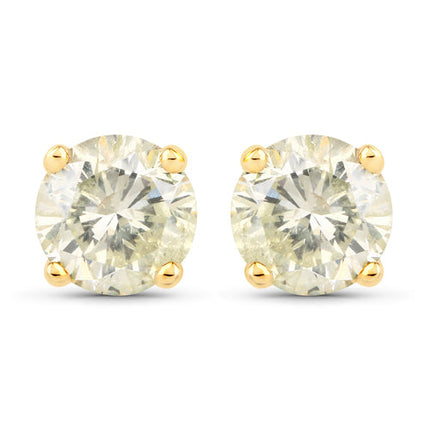 1.24 Carat Genuine LB Diamond 14K Yellow Gold Earrings