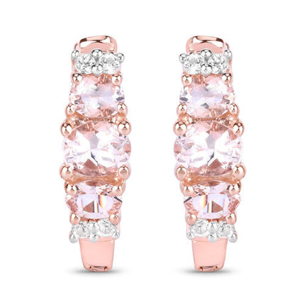 1.32 Carat Genuine Morganite and White Topaz .925 Sterling Silver Earrings