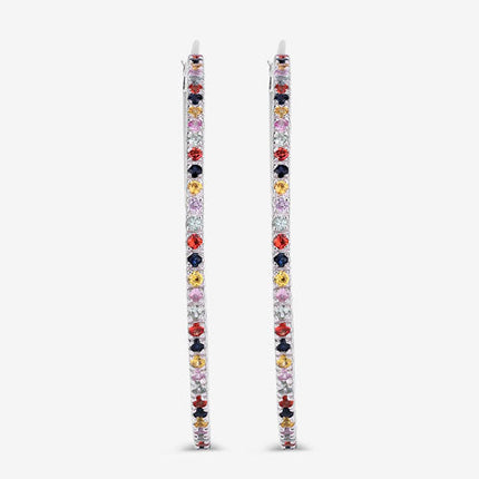 2.24 Carat Genuine Multi Sapphire .925 Sterling Silver Earrings